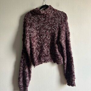 Hollister Purple Chunky Turtleneck Relaxed Sweater